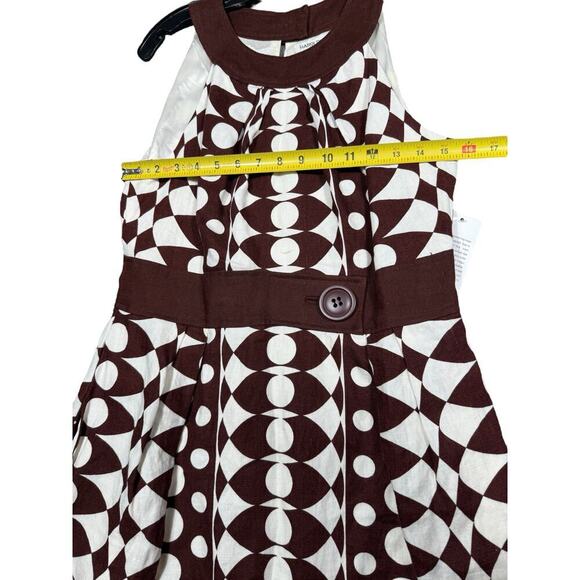 NWT Harold’s Brown White Geometric Print Sleeveless Linen Dress – Size 10 - Picture 6 of 9